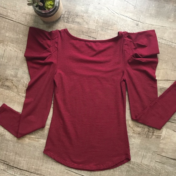 Free People Red & Black Striped Long Sleeve Top - Picture 7 of 9